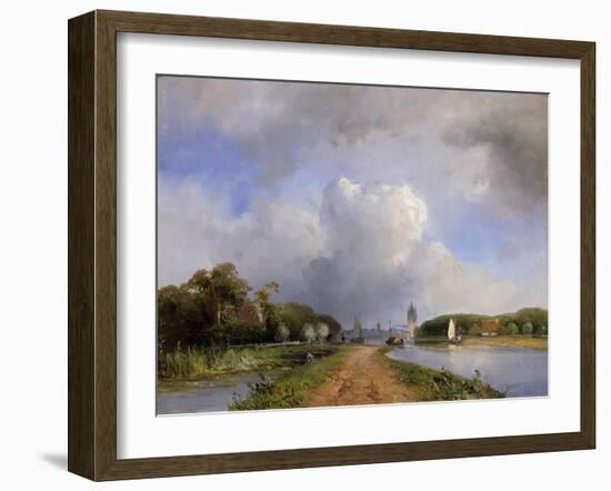 View of the Vliet Near Delft, 1844-Johan-Barthold Jongkind-Framed Giclee Print