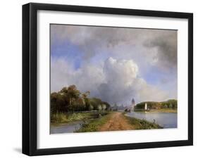 View of the Vliet Near Delft, 1844-Johan-Barthold Jongkind-Framed Giclee Print