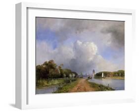 View of the Vliet Near Delft, 1844-Johan-Barthold Jongkind-Framed Giclee Print