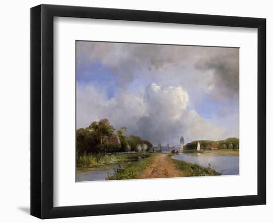 View of the Vliet Near Delft, 1844-Johan-Barthold Jongkind-Framed Premium Giclee Print