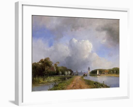 View of the Vliet Near Delft, 1844-Johan-Barthold Jongkind-Framed Giclee Print