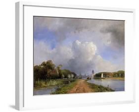 View of the Vliet Near Delft, 1844-Johan-Barthold Jongkind-Framed Giclee Print