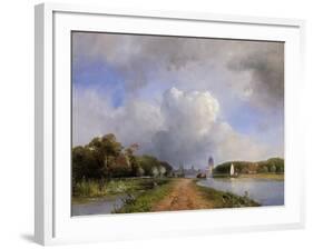 View of the Vliet Near Delft, 1844-Johan-Barthold Jongkind-Framed Giclee Print
