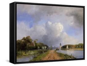 View of the Vliet Near Delft, 1844-Johan-Barthold Jongkind-Framed Stretched Canvas