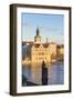 View of the Vltava River and ancient clock tower, Prague, Czech Republic, Europe-Roberto Moiola-Framed Photographic Print