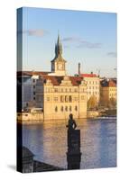 View of the Vltava River and ancient clock tower, Prague, Czech Republic, Europe-Roberto Moiola-Stretched Canvas
