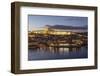 View of the Vltava River framed by historical buildings at dusk, Prague, Czech Republic, Europe-Roberto Moiola-Framed Photographic Print