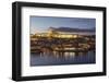 View of the Vltava River framed by historical buildings at dusk, Prague, Czech Republic, Europe-Roberto Moiola-Framed Photographic Print