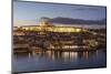 View of the Vltava River framed by historical buildings at dusk, Prague, Czech Republic, Europe-Roberto Moiola-Mounted Photographic Print