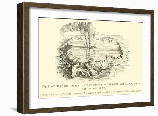 View of the Volcanic Island of Santorin, in the Greek Archipelago, During the Eruption of 1866-null-Framed Giclee Print