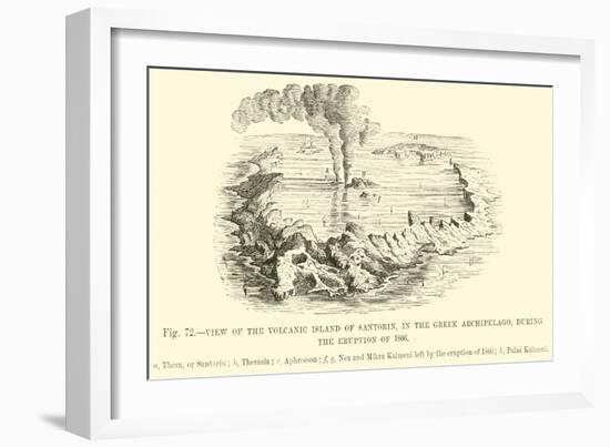 View of the Volcanic Island of Santorin, in the Greek Archipelago, During the Eruption of 1866-null-Framed Giclee Print