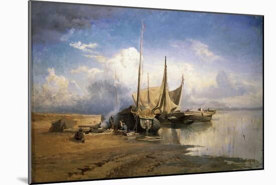 View of the Volga. Boats, 1870-Fyodor Alexandrovich Vasilyev-Mounted Giclee Print