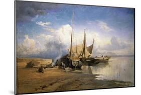 View of the Volga. Boats, 1870-Fyodor Alexandrovich Vasilyev-Mounted Giclee Print