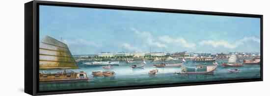 View of the Waterfront at Canton, C.1855-null-Framed Stretched Canvas