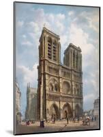 View of the West Facade of the Cathedral of Notre-Dame, Paris, C.1840-Philippe Benoist-Mounted Giclee Print