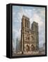 View of the West Facade of the Cathedral of Notre-Dame, Paris, C.1840-Philippe Benoist-Framed Stretched Canvas