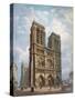 View of the West Facade of the Cathedral of Notre-Dame, Paris, C.1840-Philippe Benoist-Stretched Canvas