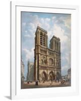 View of the West Facade of the Cathedral of Notre-Dame, Paris, C.1840-Philippe Benoist-Framed Giclee Print