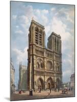 View of the West Facade of the Cathedral of Notre-Dame, Paris, C.1840-Philippe Benoist-Mounted Giclee Print