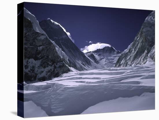 View of the Western Comb, Mt. Lhoste and Everest, Nepal-Michael Brown-Stretched Canvas