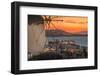 View of the windmills and town from elevated position at dusk-Frank Fell-Framed Premium Photographic Print