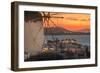 View of the windmills and town from elevated position at dusk-Frank Fell-Framed Photographic Print