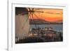View of the windmills and town from elevated position at dusk-Frank Fell-Framed Photographic Print