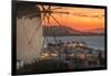 View of the windmills and town from elevated position at dusk-Frank Fell-Framed Photographic Print