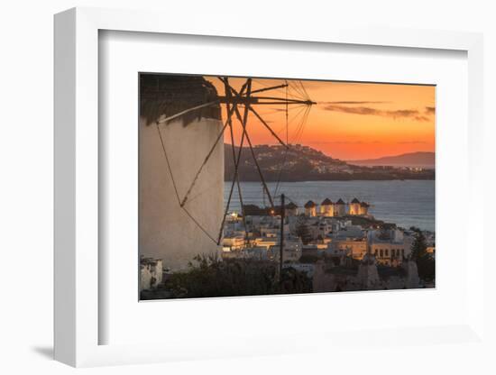 View of the windmills and town from elevated position at dusk-Frank Fell-Framed Photographic Print