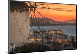 View of the windmills and town from elevated position at dusk-Frank Fell-Mounted Photographic Print