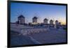 View of the windmills in Mykonos Town at dusk, Mykonos, Cyclades Islands, Aegean Sea-Frank Fell-Framed Photographic Print