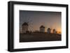 View of the windmills in Mykonos Town at sunset, Mykonos, Cyclades Islands, Aegean Sea-Frank Fell-Framed Premium Photographic Print