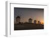View of the windmills in Mykonos Town at sunset, Mykonos, Cyclades Islands, Aegean Sea-Frank Fell-Framed Premium Photographic Print