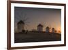 View of the windmills in Mykonos Town at sunset, Mykonos, Cyclades Islands, Aegean Sea-Frank Fell-Framed Photographic Print
