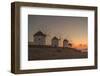 View of the windmills in Mykonos Town at sunset, Mykonos, Cyclades Islands, Aegean Sea-Frank Fell-Framed Photographic Print