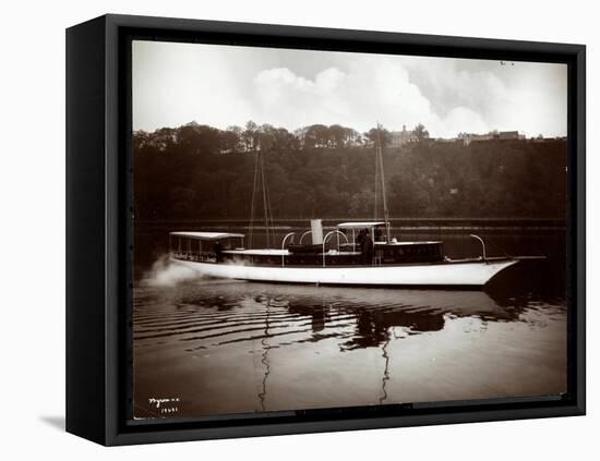 View of the Yacht "Coronet" of the New York Yacht, Launch and Engine Co. on the Harlem River, New…-Byron Company-Framed Stretched Canvas