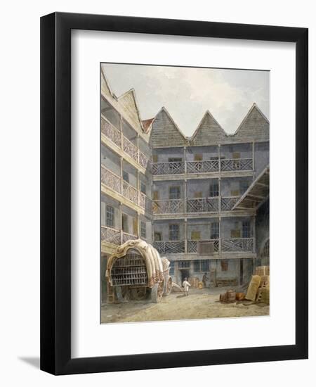 View of the Yard at the Bull and Mouth Inn, St Martin's Le Grand, City of London, 1817-George Shepherd-Framed Giclee Print