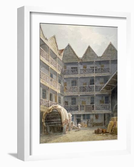 View of the Yard at the Bull and Mouth Inn, St Martin's Le Grand, City of London, 1817-George Shepherd-Framed Giclee Print