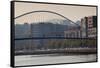 View of the Zubizuri bridge on Nervion River, Bilbao, Biscay Province, Basque Country Region, Spain-null-Framed Stretched Canvas