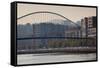 View of the Zubizuri bridge on Nervion River, Bilbao, Biscay Province, Basque Country Region, Spain-null-Framed Stretched Canvas