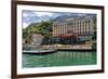 View of ther Grand Hotel Tremezzo  from Lake Como, Lombardy, Italy-George Oze-Framed Photographic Print