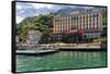 View of ther Grand Hotel Tremezzo  from Lake Como, Lombardy, Italy-George Oze-Framed Stretched Canvas