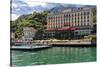 View of ther Grand Hotel Tremezzo  from Lake Como, Lombardy, Italy-George Oze-Stretched Canvas