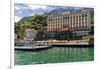 View of ther Grand Hotel Tremezzo  from Lake Como, Lombardy, Italy-George Oze-Framed Photographic Print