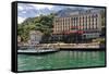 View of ther Grand Hotel Tremezzo  from Lake Como, Lombardy, Italy-George Oze-Framed Stretched Canvas