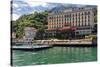 View of ther Grand Hotel Tremezzo  from Lake Como, Lombardy, Italy-George Oze-Stretched Canvas