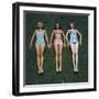 View of Three Unidentified Women in Bathing Suits as They Sunbath on Green Grass, 1961-Allan Grant-Framed Photographic Print