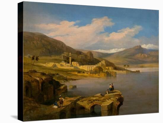 View of Tiberias on the Sea of Galilee (Oil on Canvas)-David Roberts-Stretched Canvas