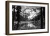 View of TJ Lake and Snow-Covered Mountains - Mammoth Lakes, CA-Lantern Press-Framed Art Print
