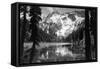 View of TJ Lake and Snow-Covered Mountains - Mammoth Lakes, CA-Lantern Press-Framed Stretched Canvas